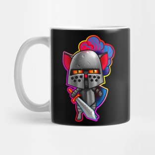 Cat knight with outline Mug